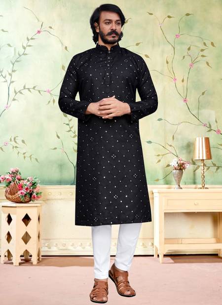 Black Colour Outluk Vol 84 New Designer Ethnic Wear Silk Kurta Pajama Collection 84002
